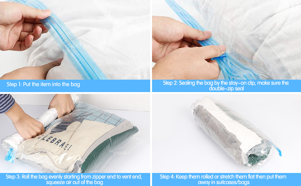 Skycase Space Saver Travel Bags, 4 Pack Roll Up Reusable Travel Space