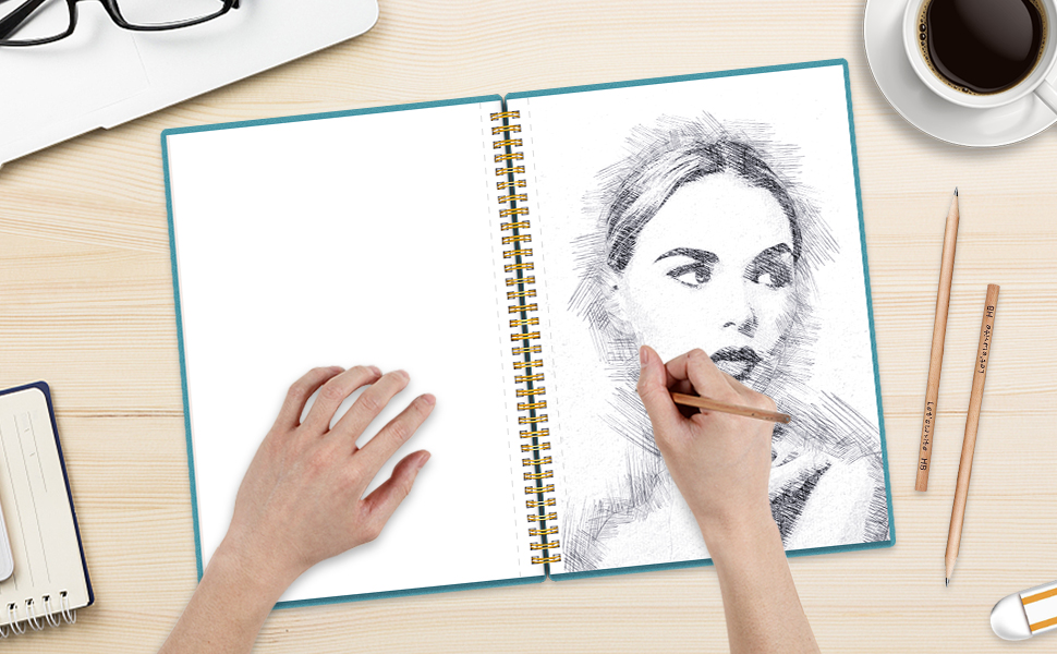 RegoldenBook Sketch Book 9 x 12", Mixed Media Sketchbook with Tearable