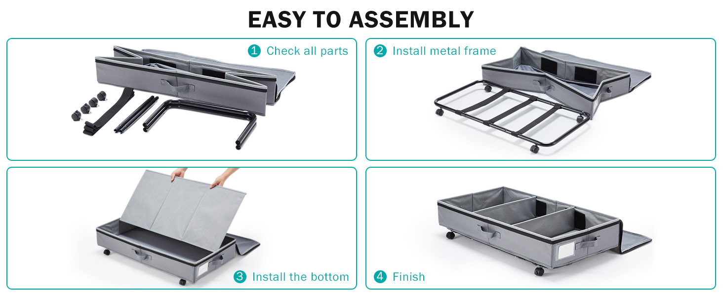 YOUDENOVA Underbed Storage with Wheels, Under Bed Rolling