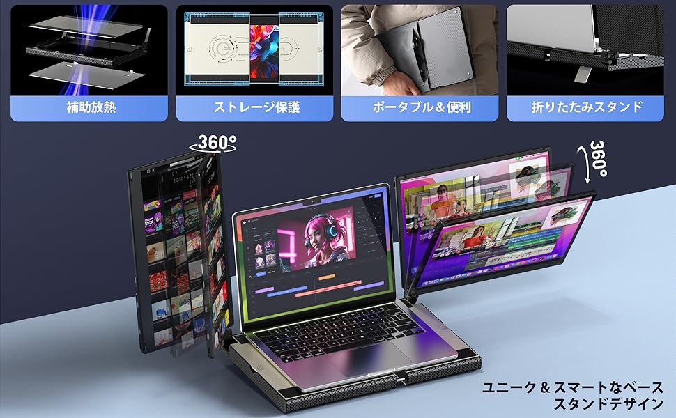 メ*4様 Kwumsy F3 モバイルモニター 2画面14インチFHD 360° Amazon.co.jp: Kwumsy F3 モバイルモニター 2画面 トリプル