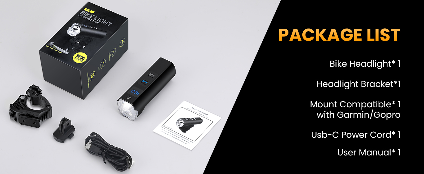 ONVIAN Super Bright Bike Lights for Night Riding, 1200 Lumen Bike Headlight -13 Modes & Aluminum Alloy, 5000mAh Rechargeable Bicycle Lights for Mountain Road Commuter Cycling, IPX5 Waterproof Bike Lights for Night Riding