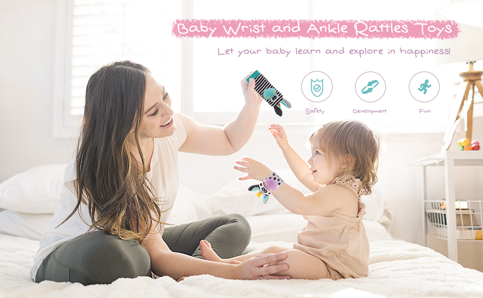AILISITE Baby Rattle Socks Wrist Rattles Set, Soft Wrist & Foot Finder
