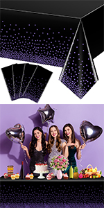 black and purple tablecloth