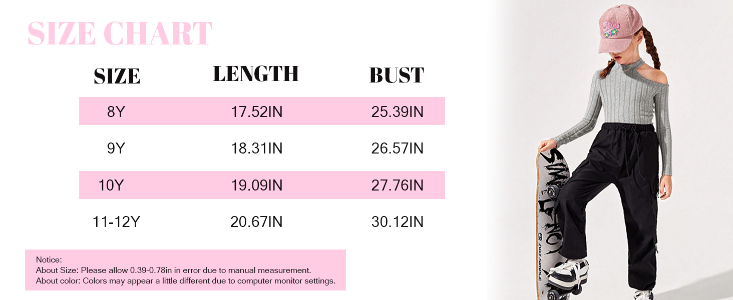 RomperinBox Girls Long Sleeve Shirts Tween Girl Asymmetrical Neck Tee