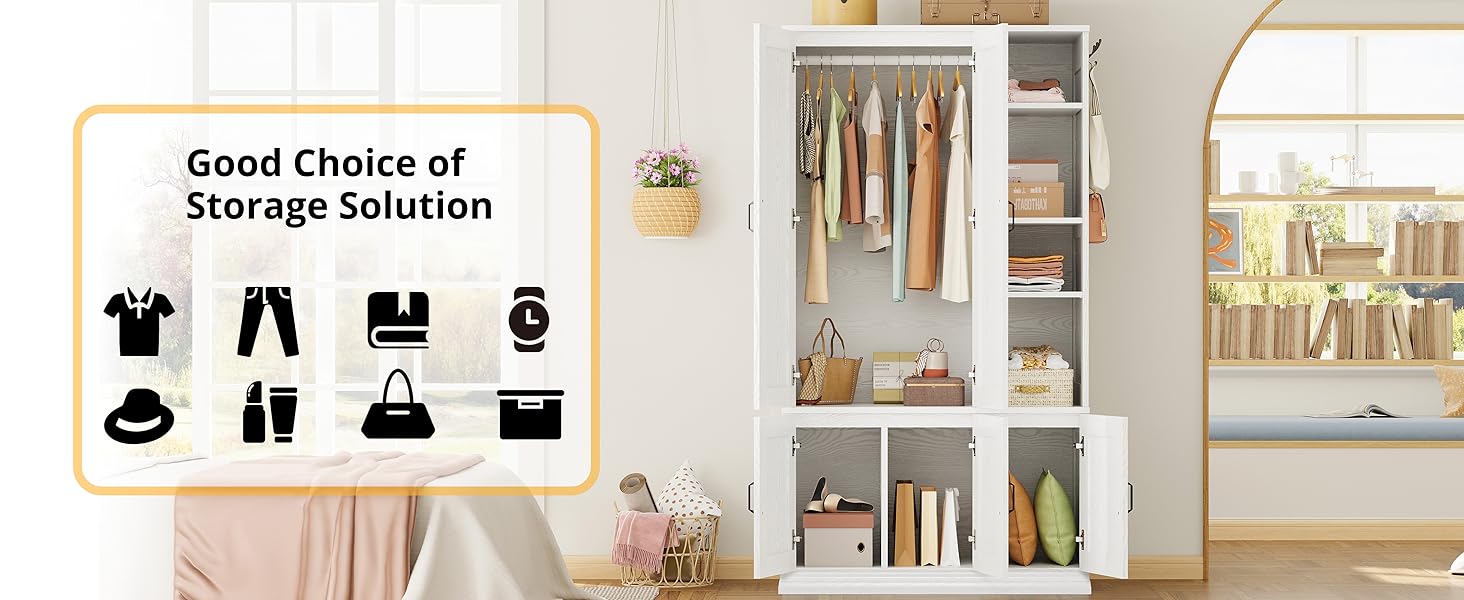 Armoire Wardrobe Closet with 5 Doors