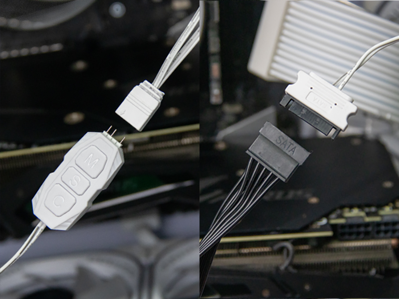 connect to sata cable and rgb controller