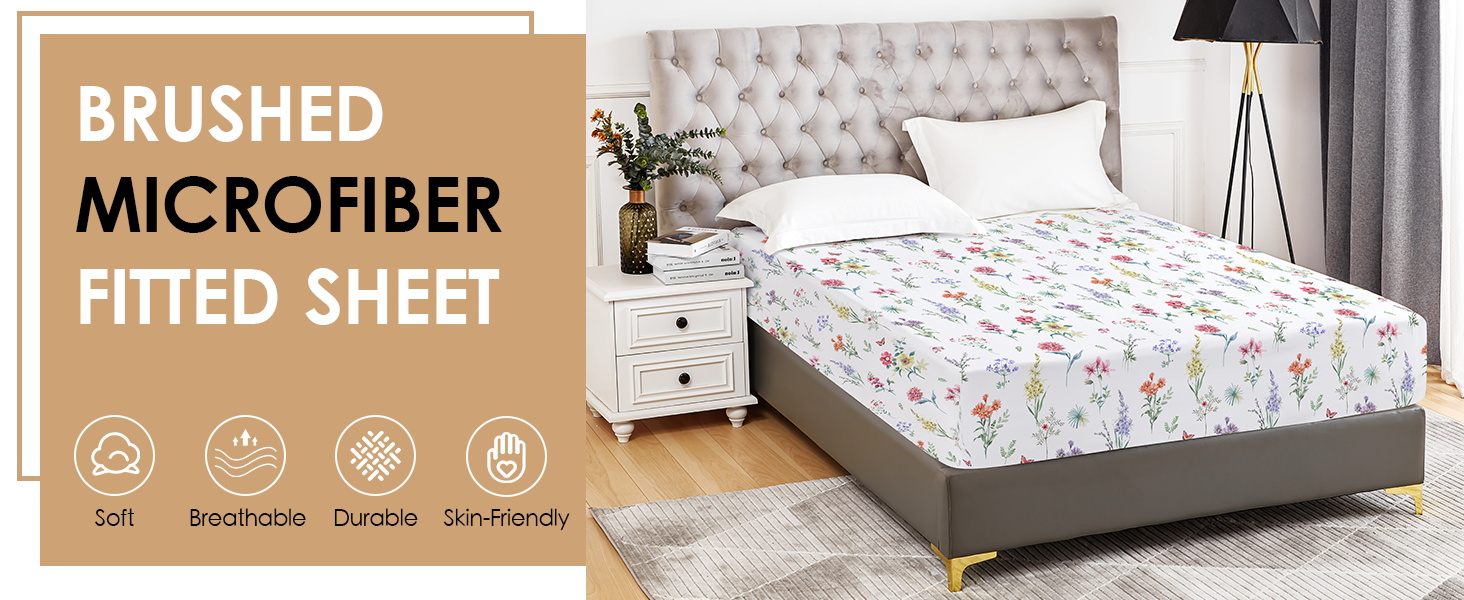 YIYEA Fitted Sheet Full, Premium Double Brushed Microfiber