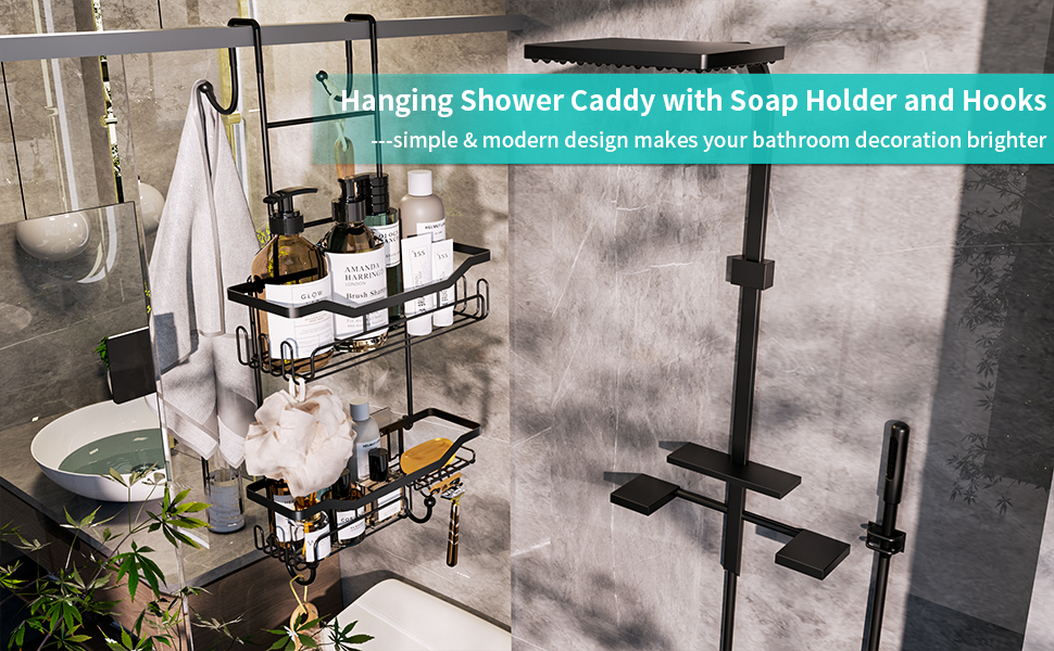 HapiRm Shower Caddy Hanging, Hanging Shower Caddy with Soap Holder and