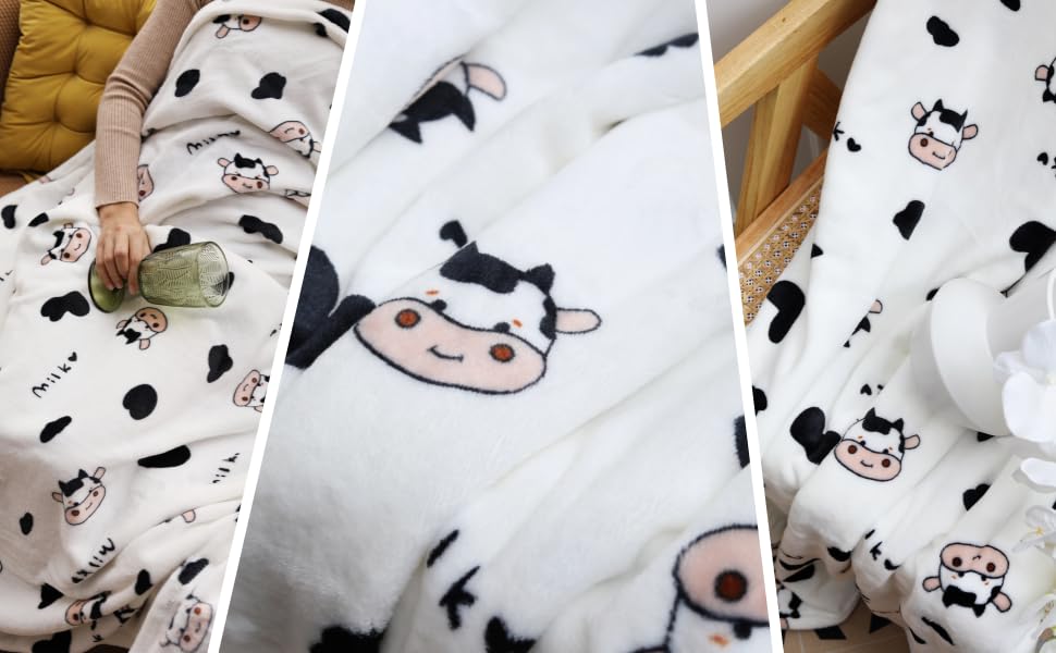 Tiamo Cow Print Blanket Soft Bed Throw Blanket for Adults