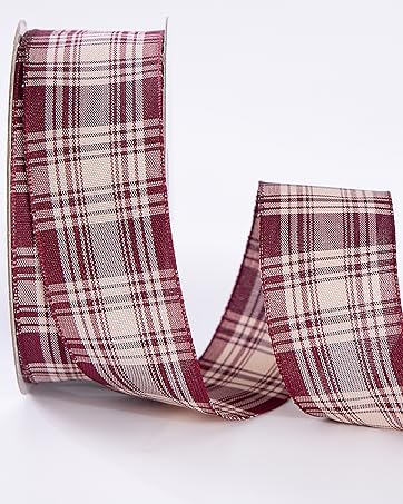 Amazon.com: CSZD RIBBON Pink Plaid Wired Ribbon,Pink and