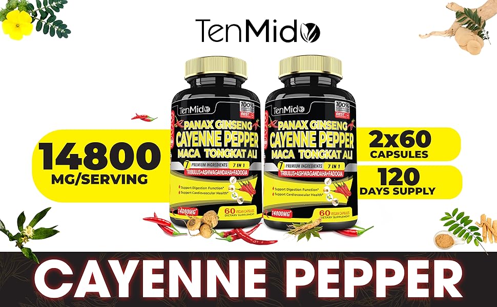 2 Packs 60 Caps 14800mg Cayenne Pepper Supplements