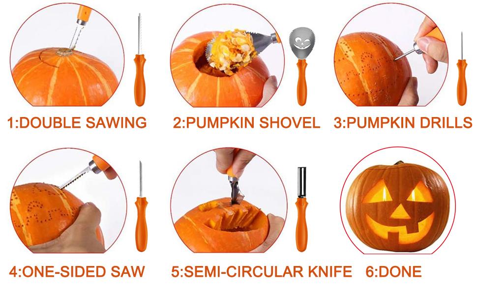 ILEBYGO Pumpkin Carving Kit,11 Pcs Stainless Steel