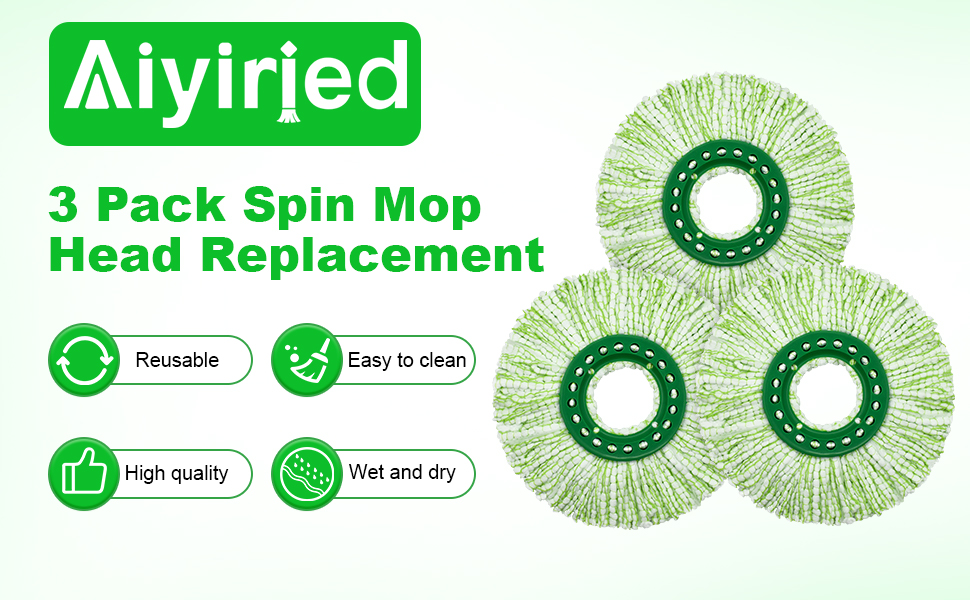 3 Pack Spin Mop Head Replacement Compatible with Libman