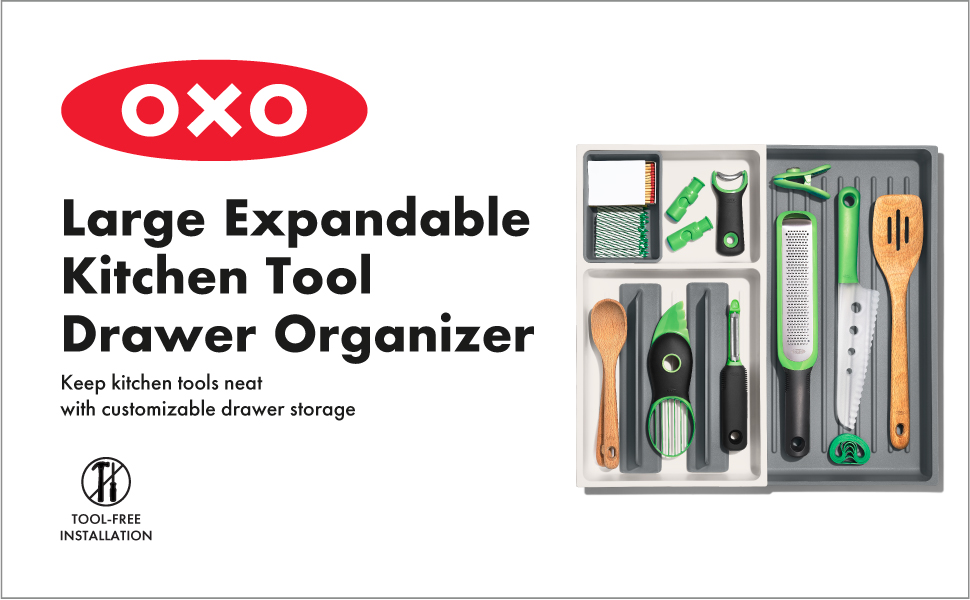 OXO Good Grips Drawer, Large Expandable Kitchen Tool Organizer, White
