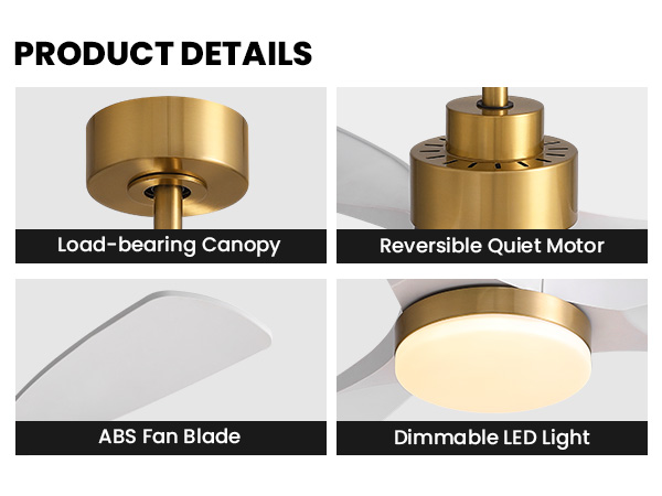 ✩mi⭐︎ Amazon.com: CROSSIO Modern Ceiling Fan with Lights, Gold