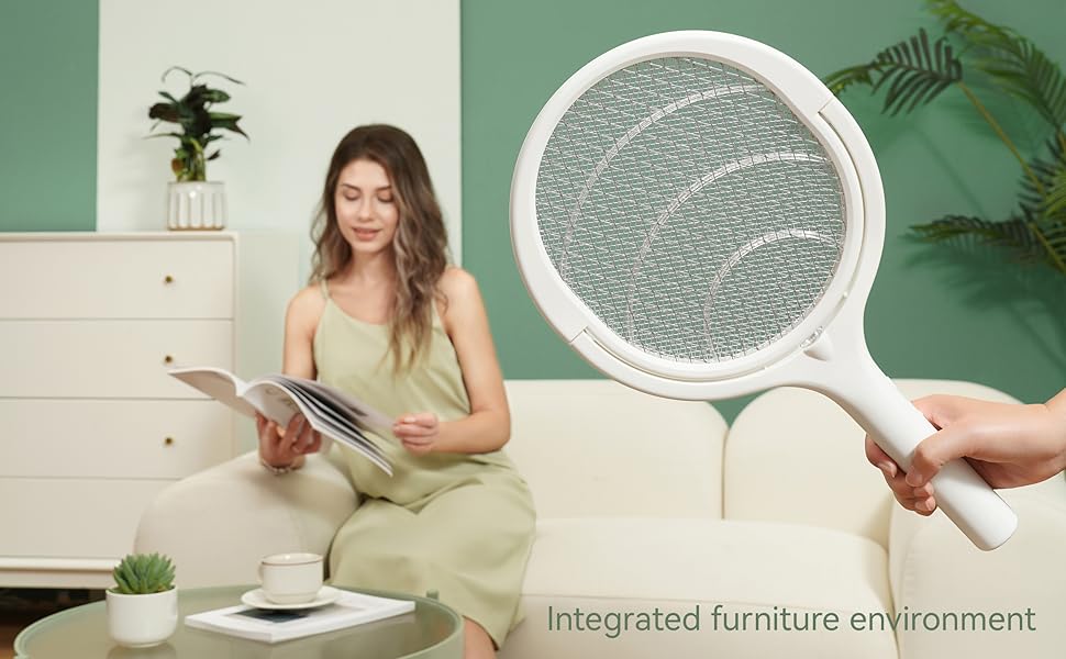 Rotating Head Rechargeable Electric Fly Swatter Fly Zapper Racket Fly