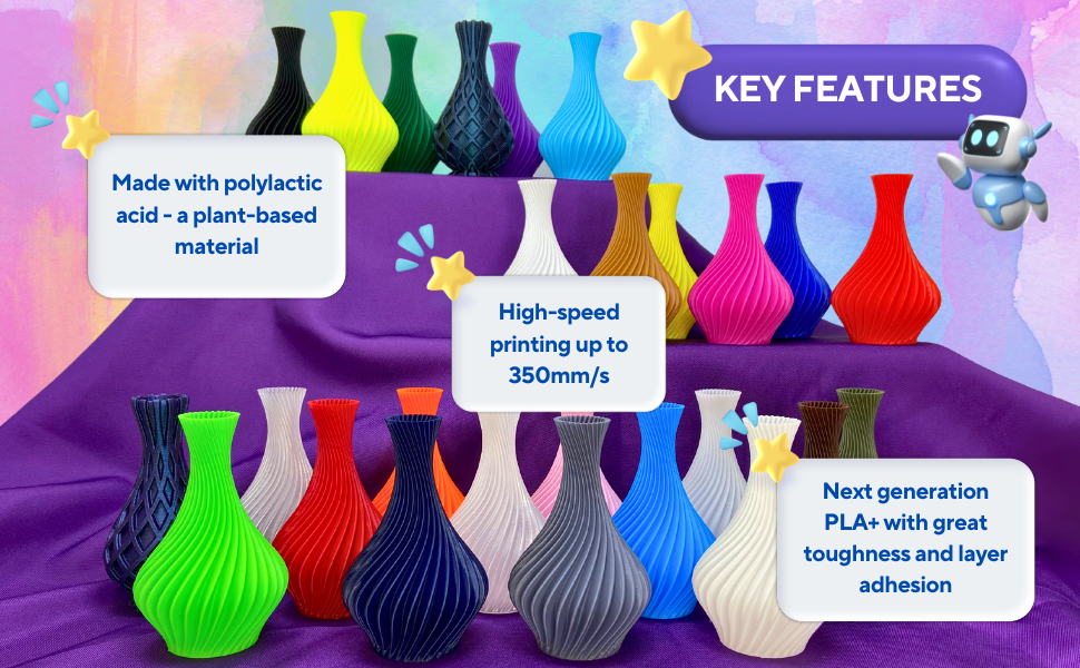 EPAX Fast PLA+ Key Features: plant-based material, high-speed printing, great toughness
