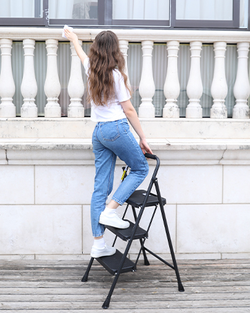 Double Elite Steel Step Ladder 3 Step Folding Small Ladder with Handgrip