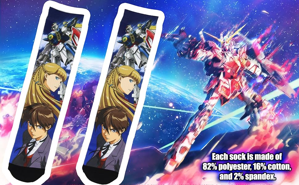 Gundam calcetines traje móvil gundam ala adulta calcetines de tripulación sublimado para hombres