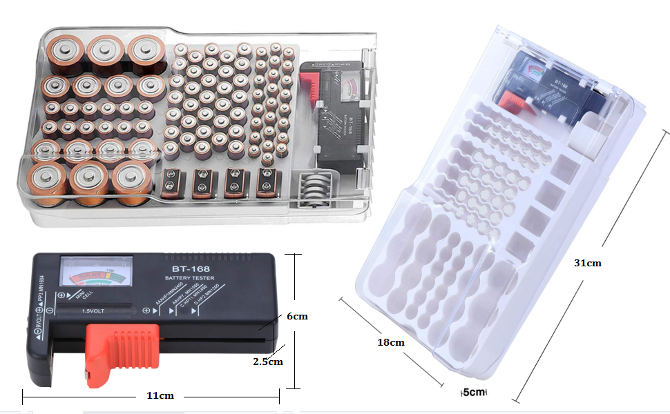 Kyrio Battery Organizer Storage with Removable Battery Tester