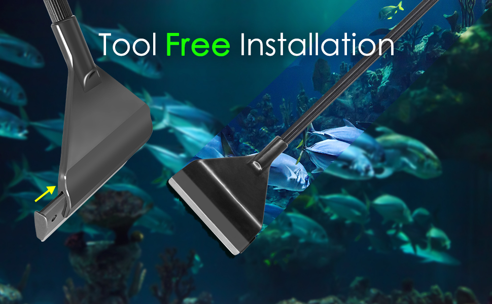 Algae Scraper for Glass Aquariums ToolLess Installation 25.6inch/65cm