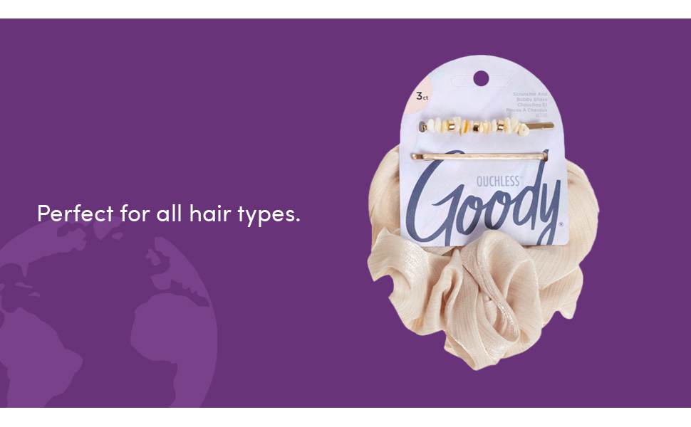 Goody XL Scrunchie and Bobby Slides Bundle 3 Count, Winter Solstice