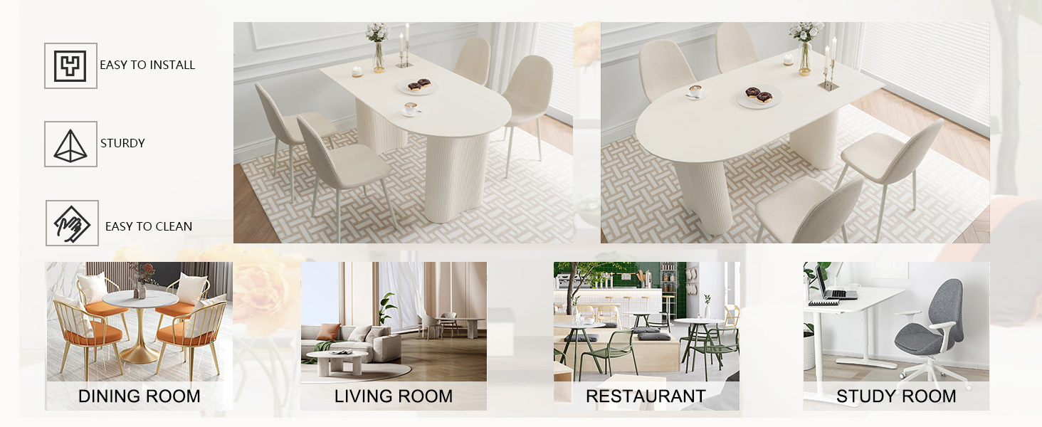 KIYEET Modern Dining Table Set for 4, 5 Piece Dining Table