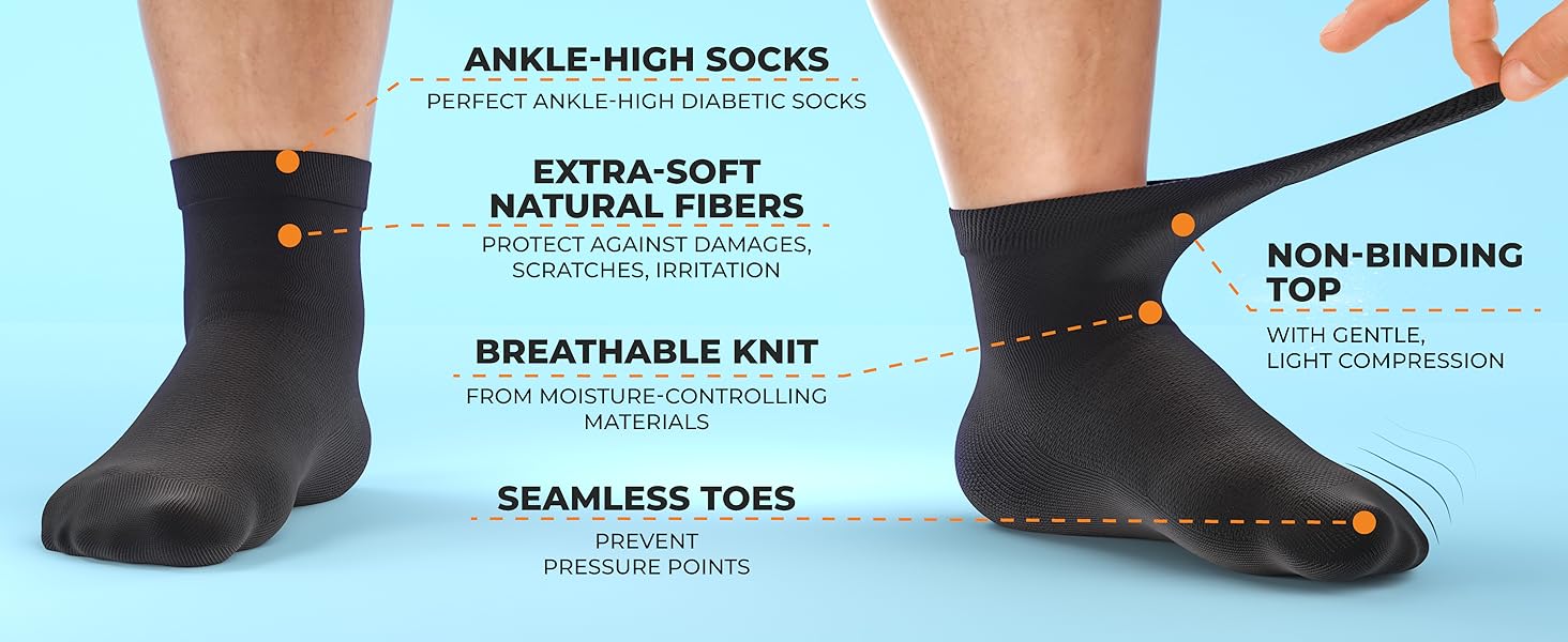DR. GO Neuropathy Socks for Men [100 Seamless] UltraSoft
