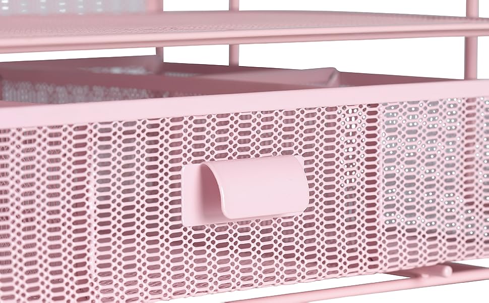 BLU MONACO Pink Workspace Desk Organizer and Accessories Desktop Rack with File