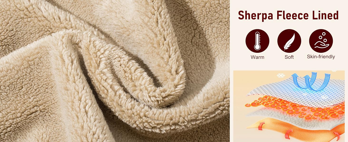 Women Sherpa Lined Sweatshirts Crew Neck Ladies Pullover Fleece Casual Pullover Tops for Winter Fall