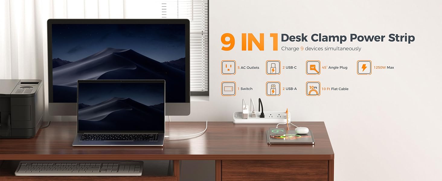 desk clamp power strip