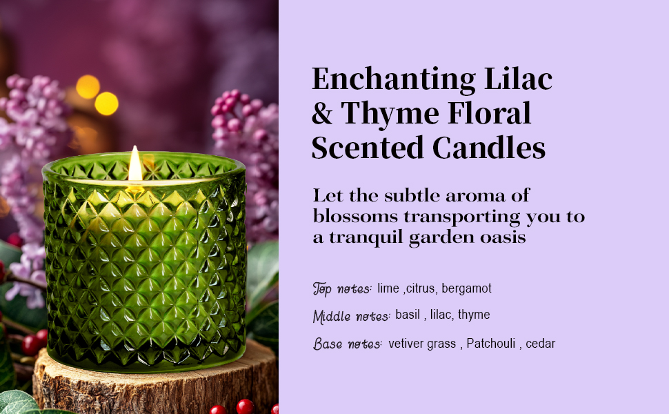 Dreamy Floral Scented Candles, Citrus Lilac Thyme Candles