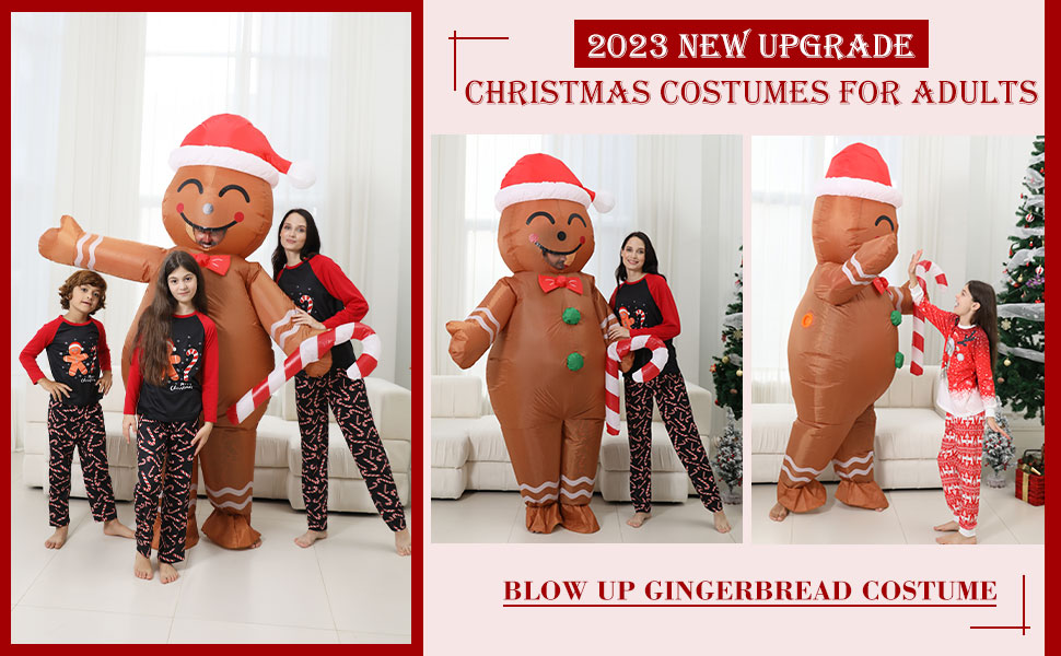 Christmas Inflatables Gingerbread Man CostumeInflatable Christmas Costume Women/Men,Funny Xmas