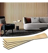 Art3d 4-Piece Wood Slat Acoustic Panels for Stylish Decor and Noise Reduction, 3D Textured Panel ...