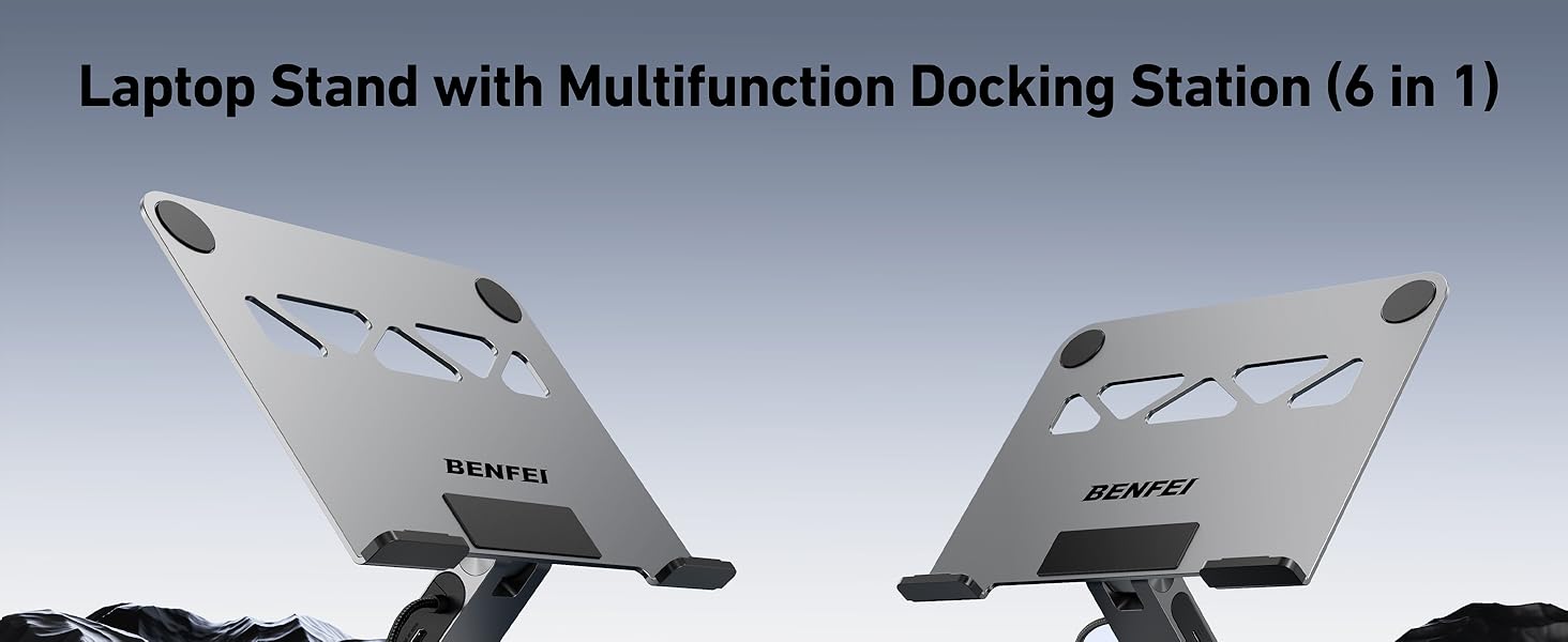 BENFEI Laptop Stand with USB C 6in1 Docking Station