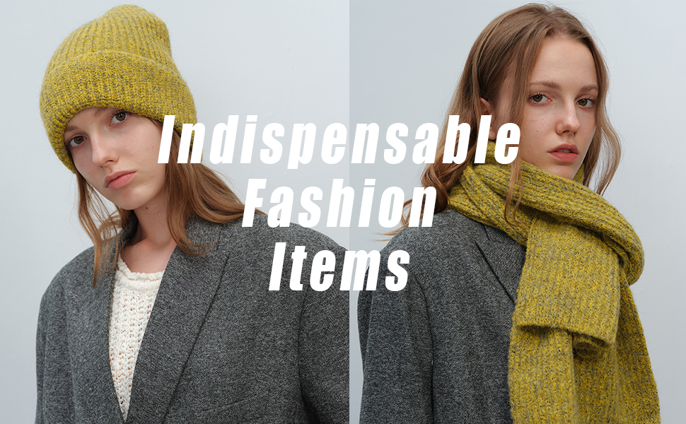 Winter Beanie Hat Scarf Set for Womens Men