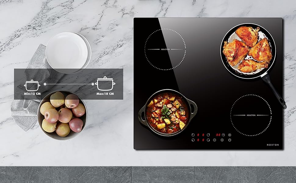 Noxton Plug in Induction Hob, 4 Zones Electric Hob 60cm, Touch Control