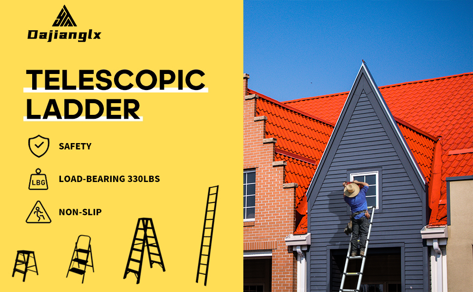 Telescoping Ladder with Tool Tray, Multi-Purpose Extension Ladder, Aluminum Folding Ladder