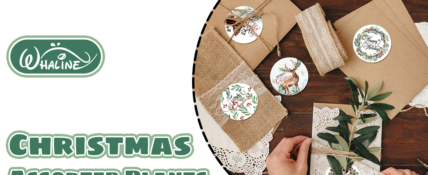 1000Pcs Christmas Stickers 1.5Inch Assorted Plants Round Stickers