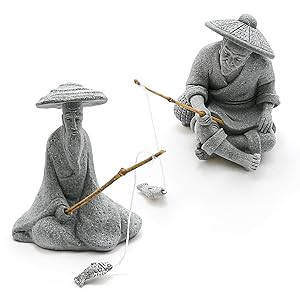 Amazon.com: 2PCS Sitting Fishing Figurines Sandstone Vintage