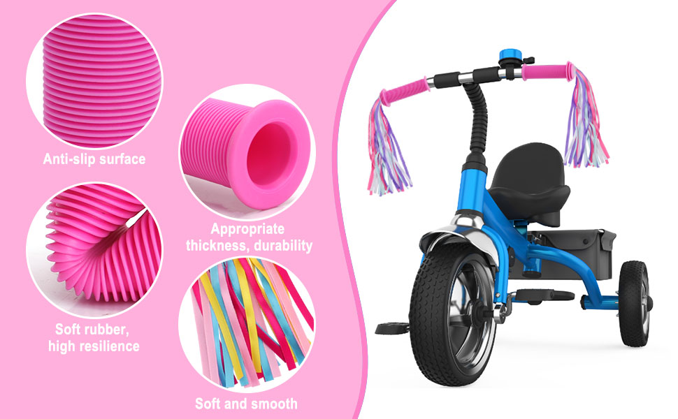 Kids Bike Cycling Grips with Tassels, 4 PCS Bicycle Handlebar Streamers