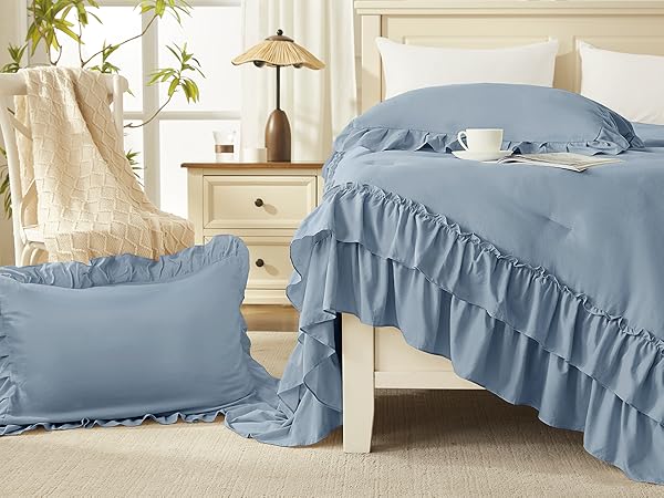 Amazon.com: Andency Grayish Blue Twin Size Comforter Set, 2