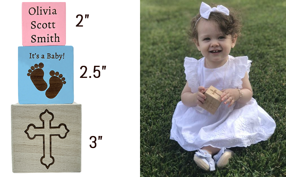 EAQ Personalized Baby Baptism Gifts, Birth Wood Block