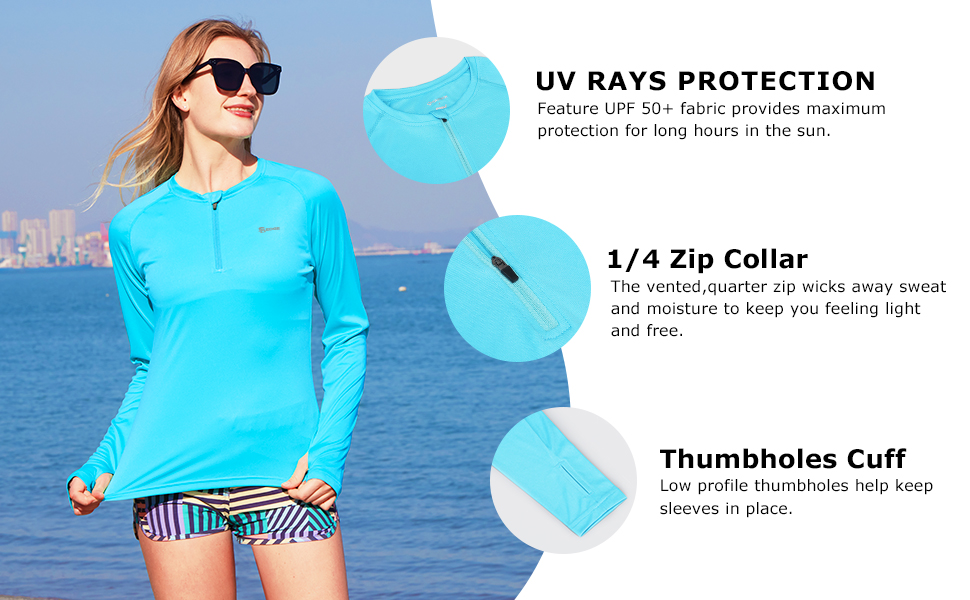 SG Edge Women 1/4 Zip Long Sleeve Shirt 1/4 Zip Collar with thumbholes sun protcetion shirt outdoor