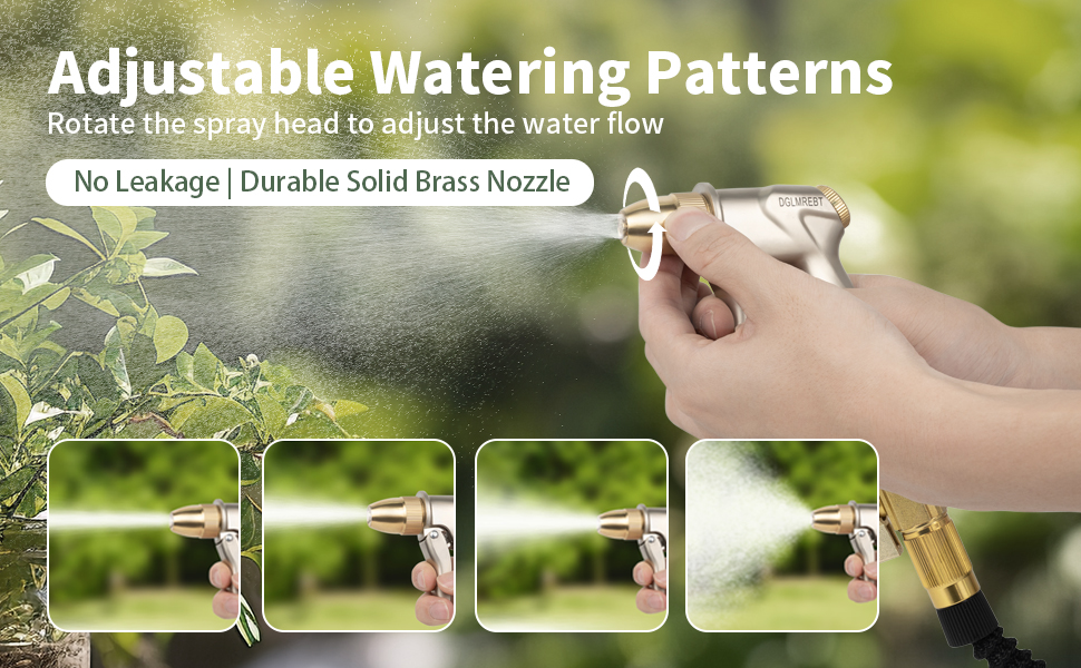hose nozzle adjustable Watering Patterns 360°Rotate the spray head to adjust the water flow
