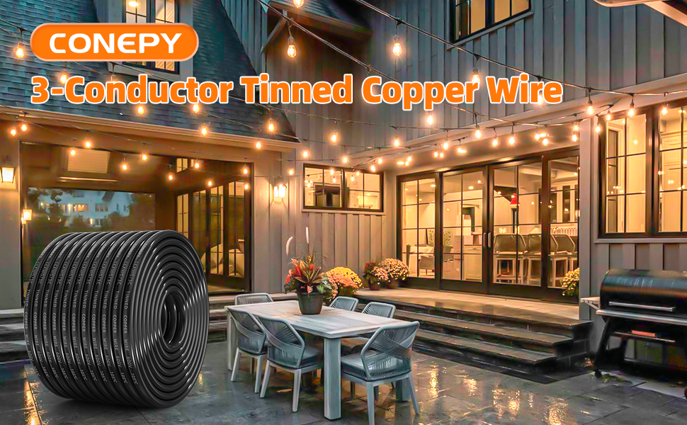 CONEPY 3 conductor tinned copper wire 16 gauge wire 100FT