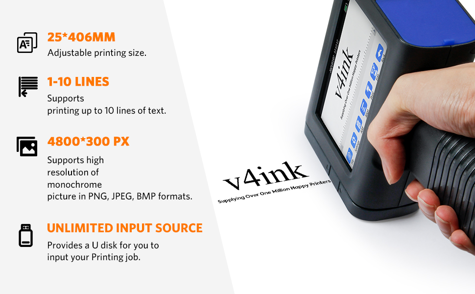 v4ink Portable Handheld Printer Labeler B35 use for QR Code Barcode Production Date Logo Batch