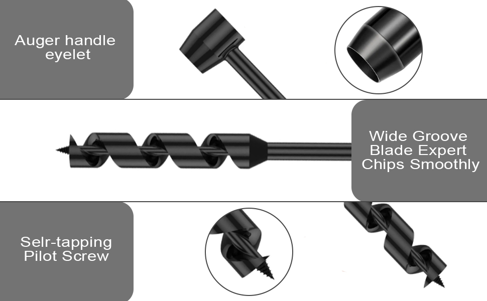 4 Pcs Hand Auger Wood Drill,Bushcraft Gear Hand Auger Drill Survival