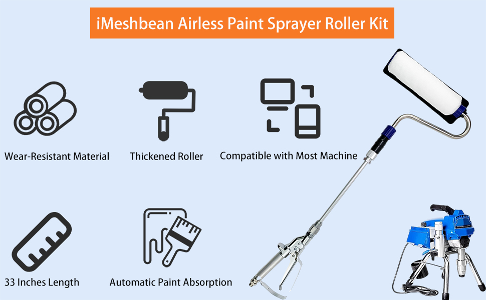 Airless Paint Sprayer Roller, 33 Inches Handheld Spray Gun