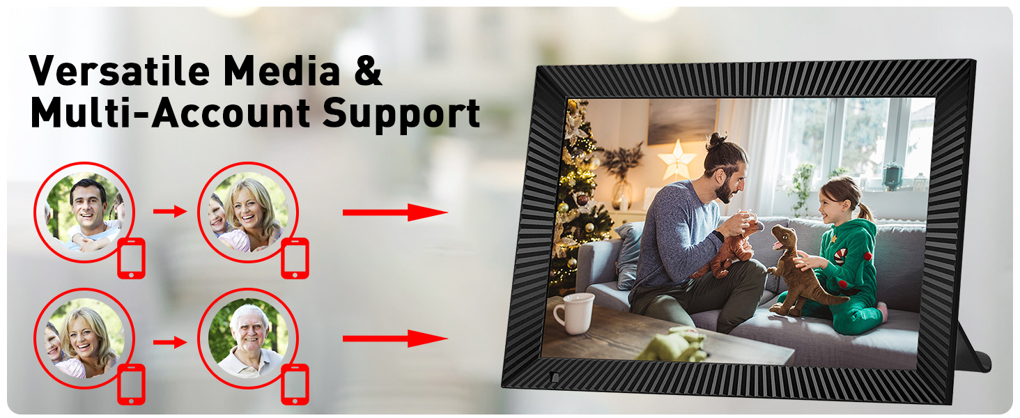 10.1 inch WiFi Frameo Digital Photo Frame, PINREK 32GB Memory Smart